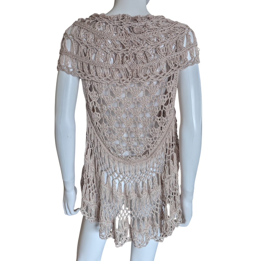 Boston Proper Open Fromt Beige Crochet Knitwear
